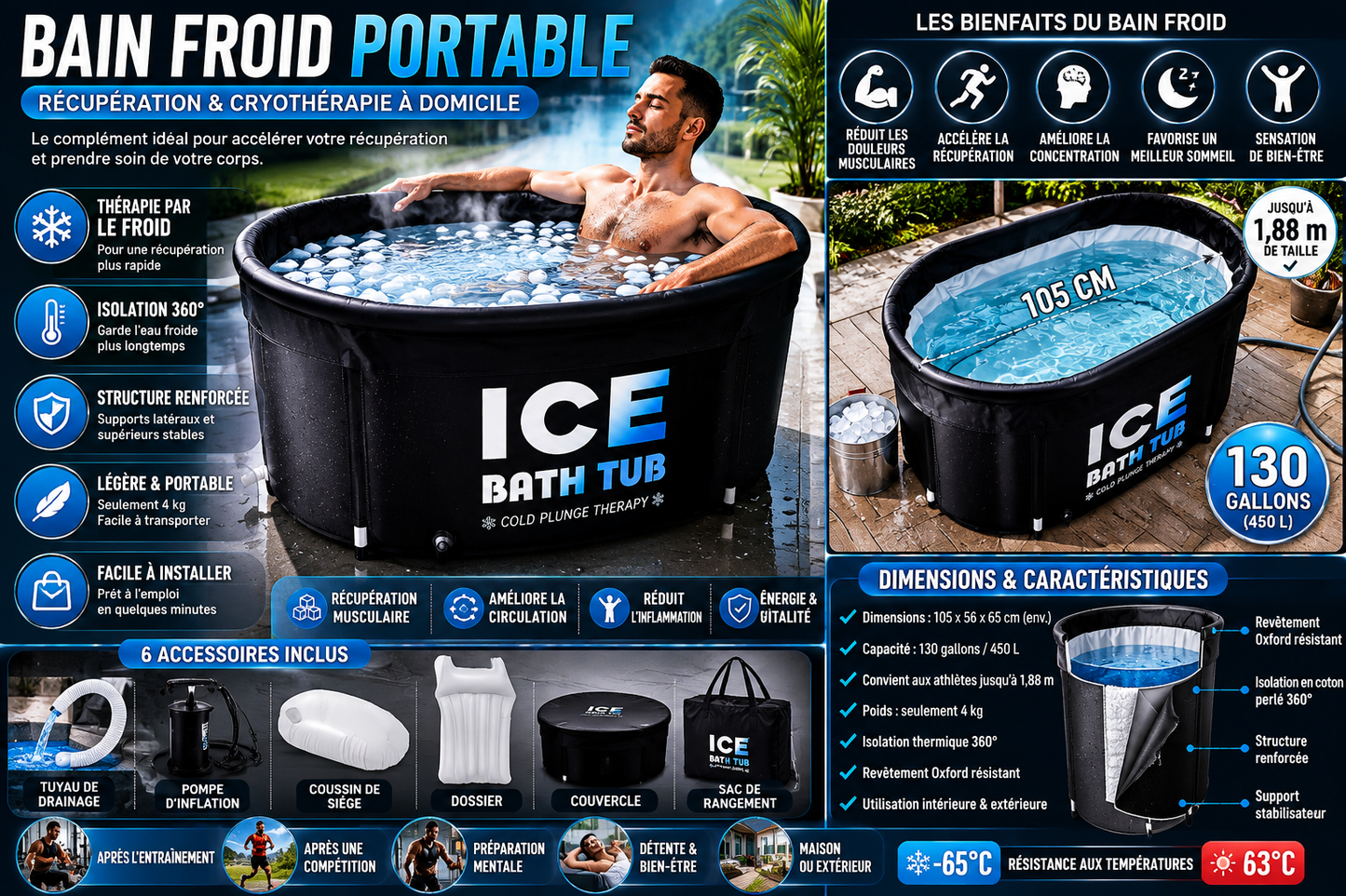 Bain Froid Portable – Cryothérapie & Récupération