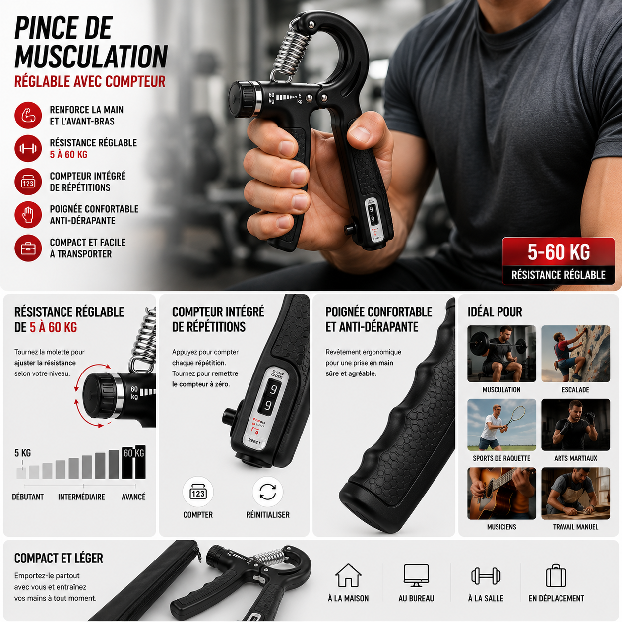 Pince de musculation 5-60kg